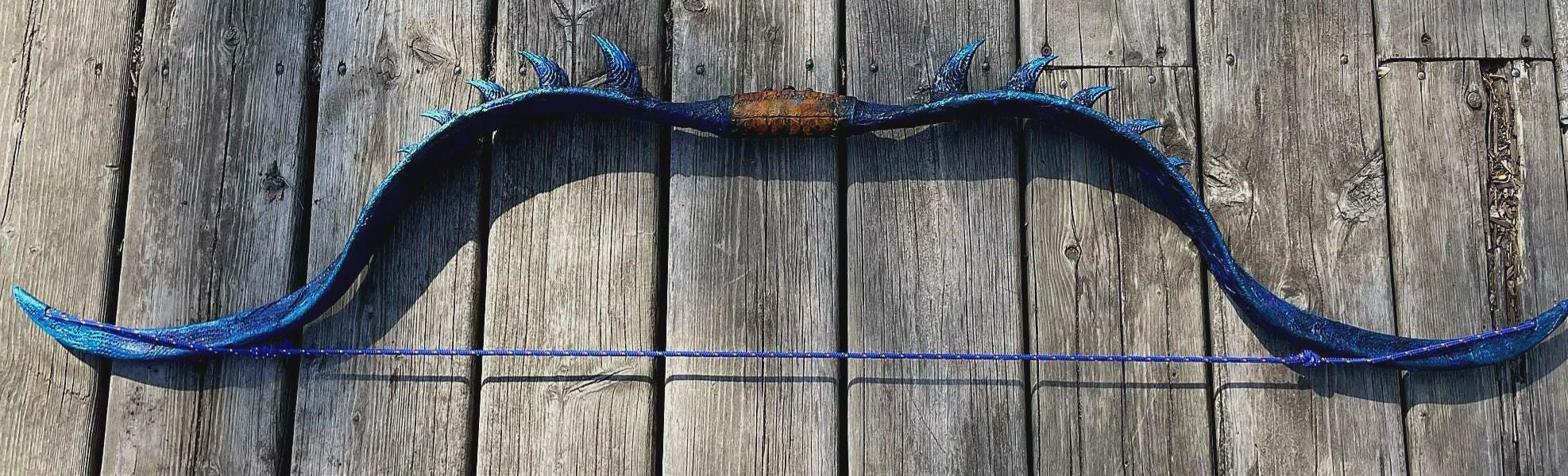 Leviathan’s Spine” – 25 lb Functional Fantasy Bow | Hand-Forged Seascale Relic of the Deep