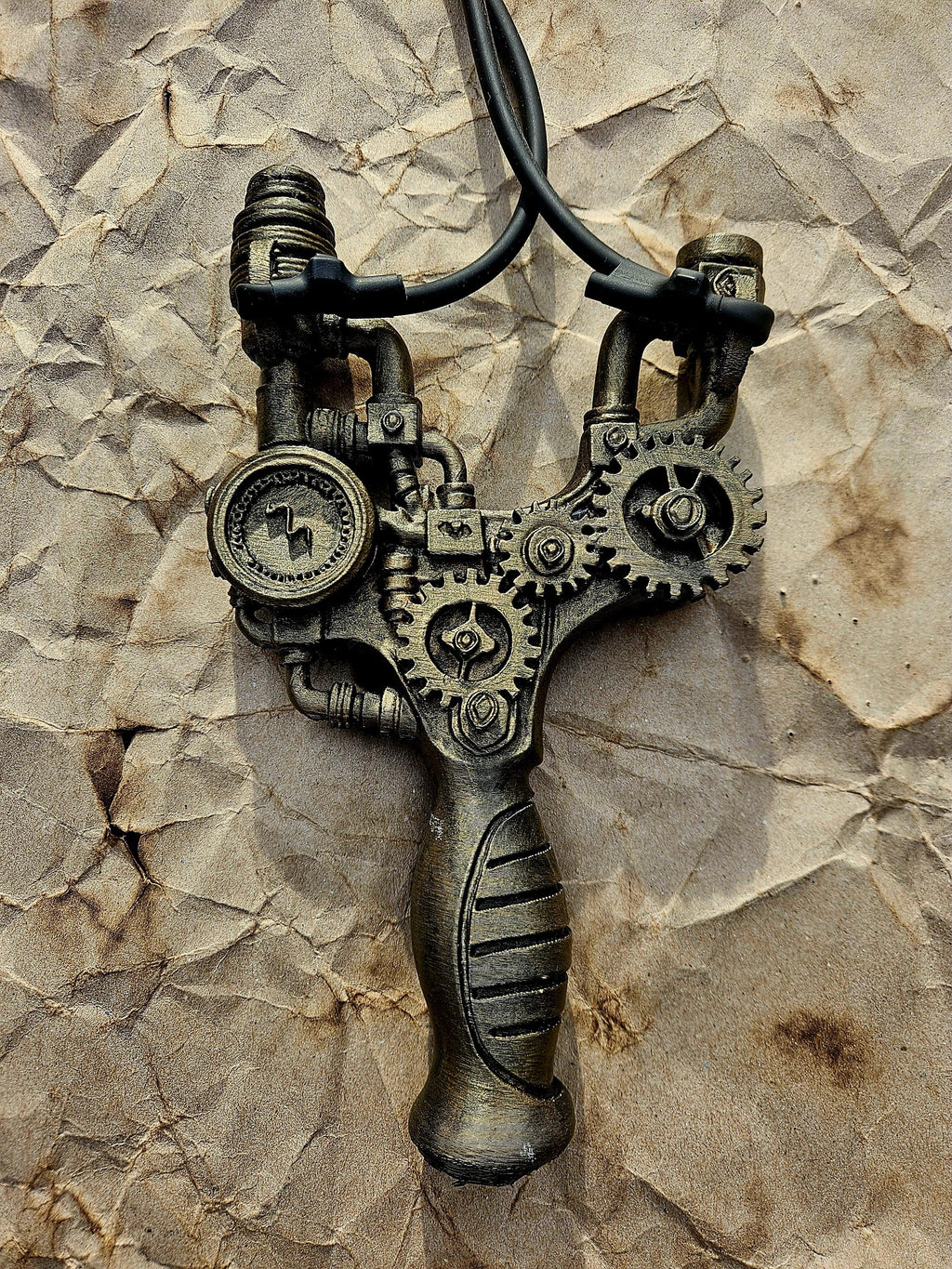 Steampunk Slingshot – Fully Functional Gear-Forged Design | Industrial Fantasy Catapult for Nerf or Target Play
