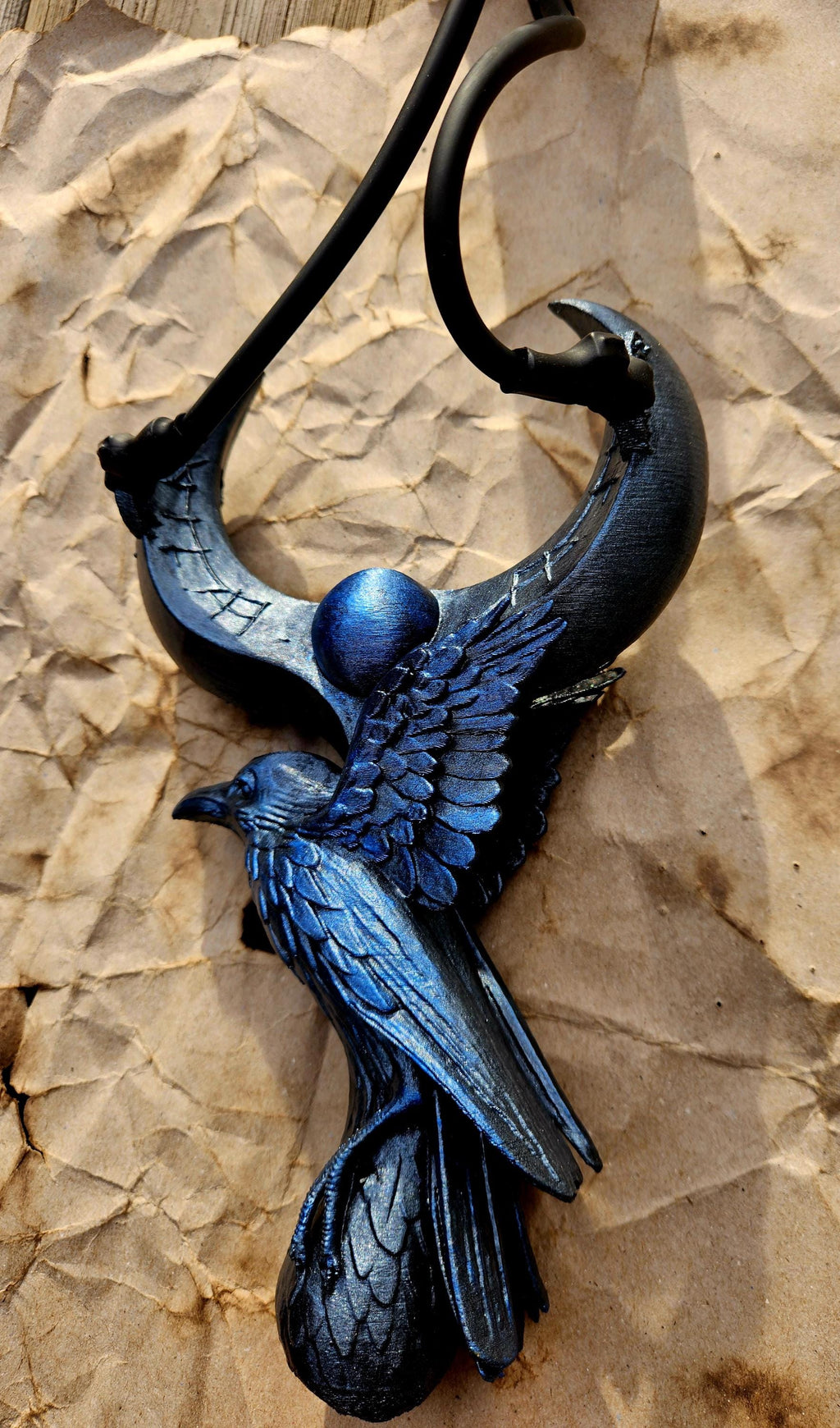 Raven Slingshot: Gothic Crow Design - Functional Fantasy Relic