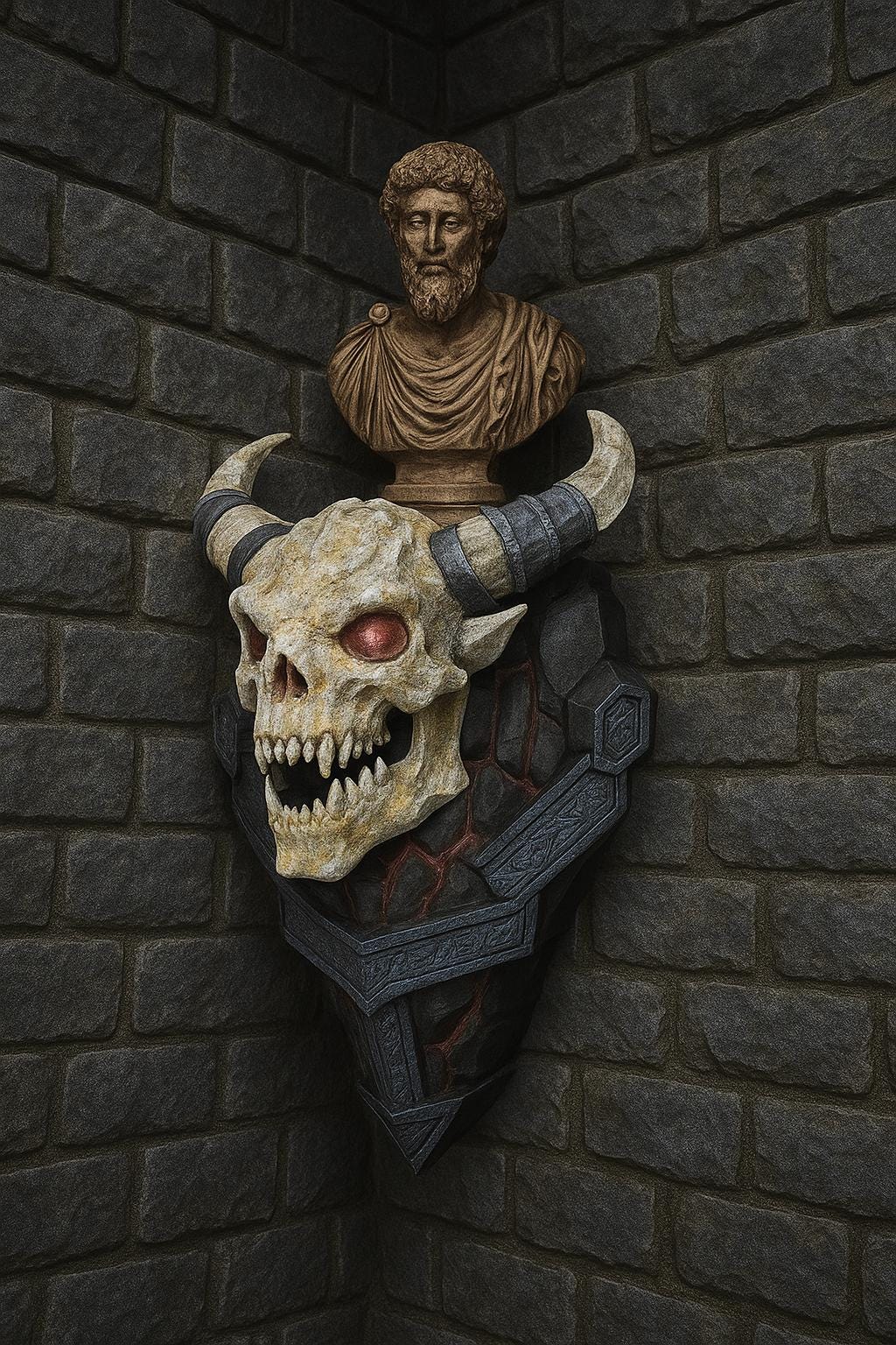 Titans Ascension Corner Wall Mount – Demon Dragon Head with Hidden Tube Puzzle & Secret Chamber