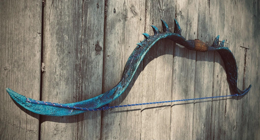 Leviathan’s Spine” – 25 lb Functional Fantasy Bow | Hand-Forged Seascale Relic of the Deep