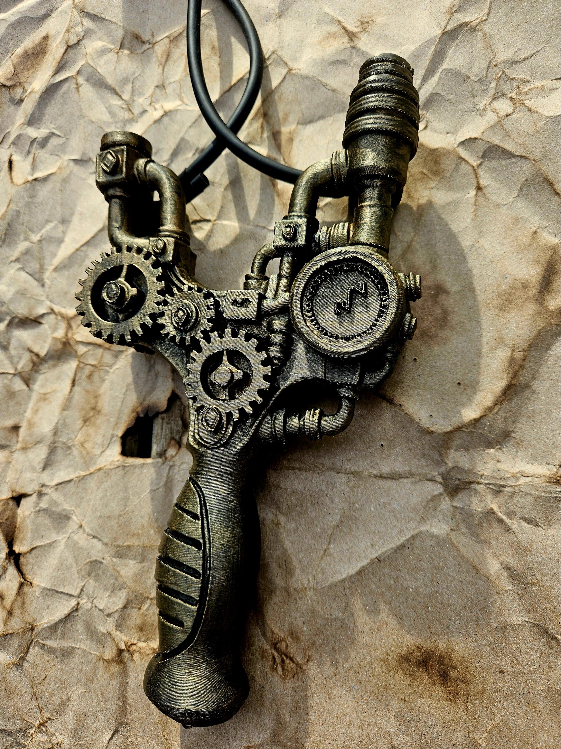 Steampunk Slingshot – Fully Functional Gear-Forged Design | Industrial Fantasy Catapult for Nerf or Target Play