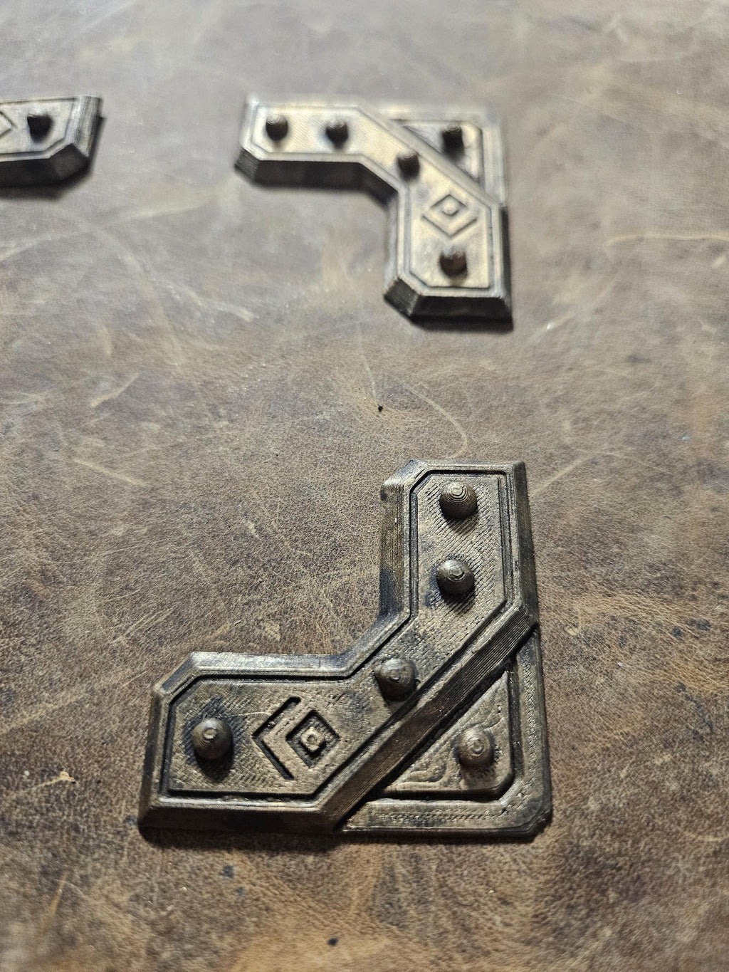 Dwarven Bolt-Guard Book Corners – Armored Fantasy Grimoire Protectors, Set of 4