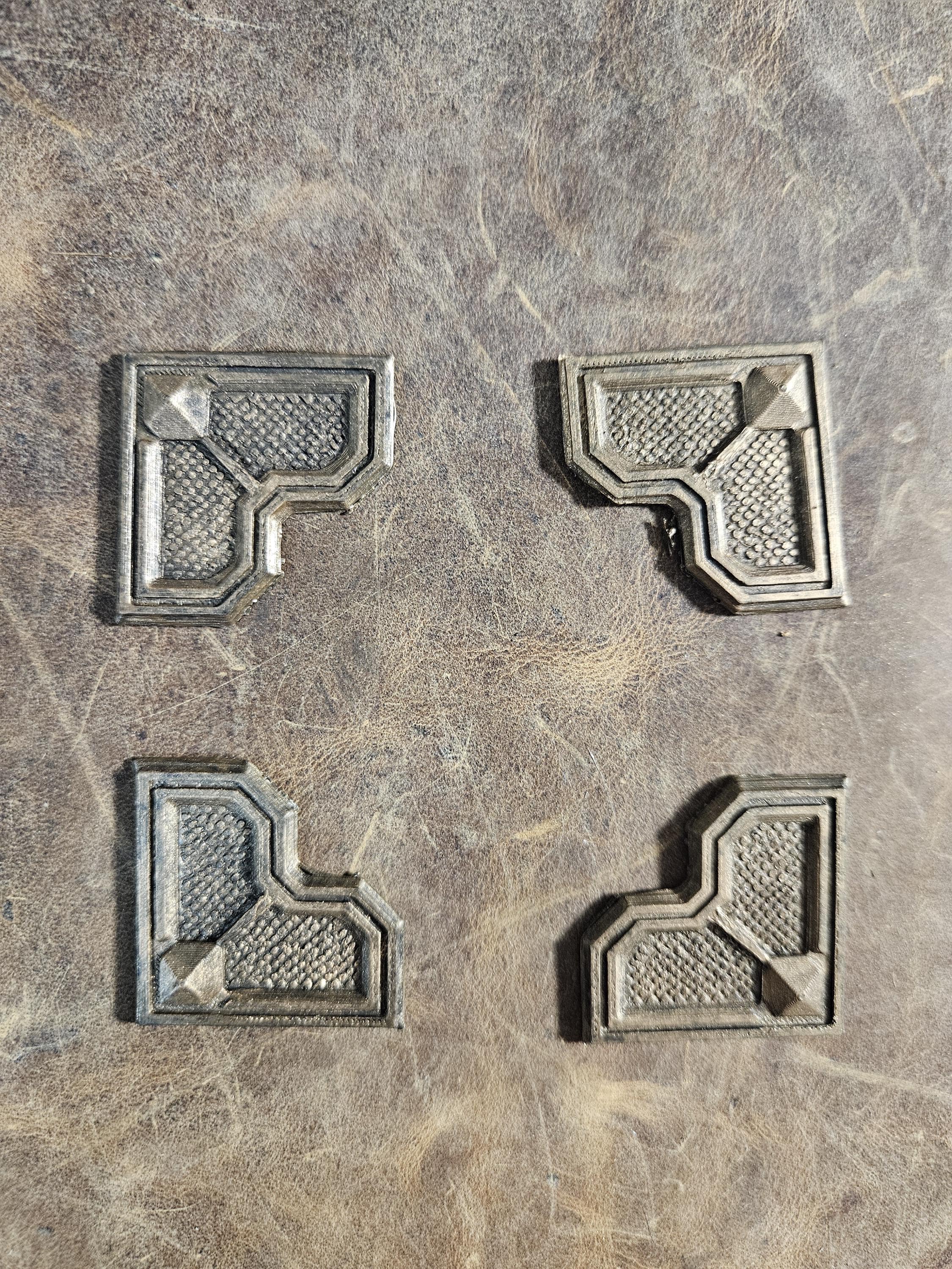 Dwarven Geometric Book Corners – Relic Armor Style, Matte Black or Gold
