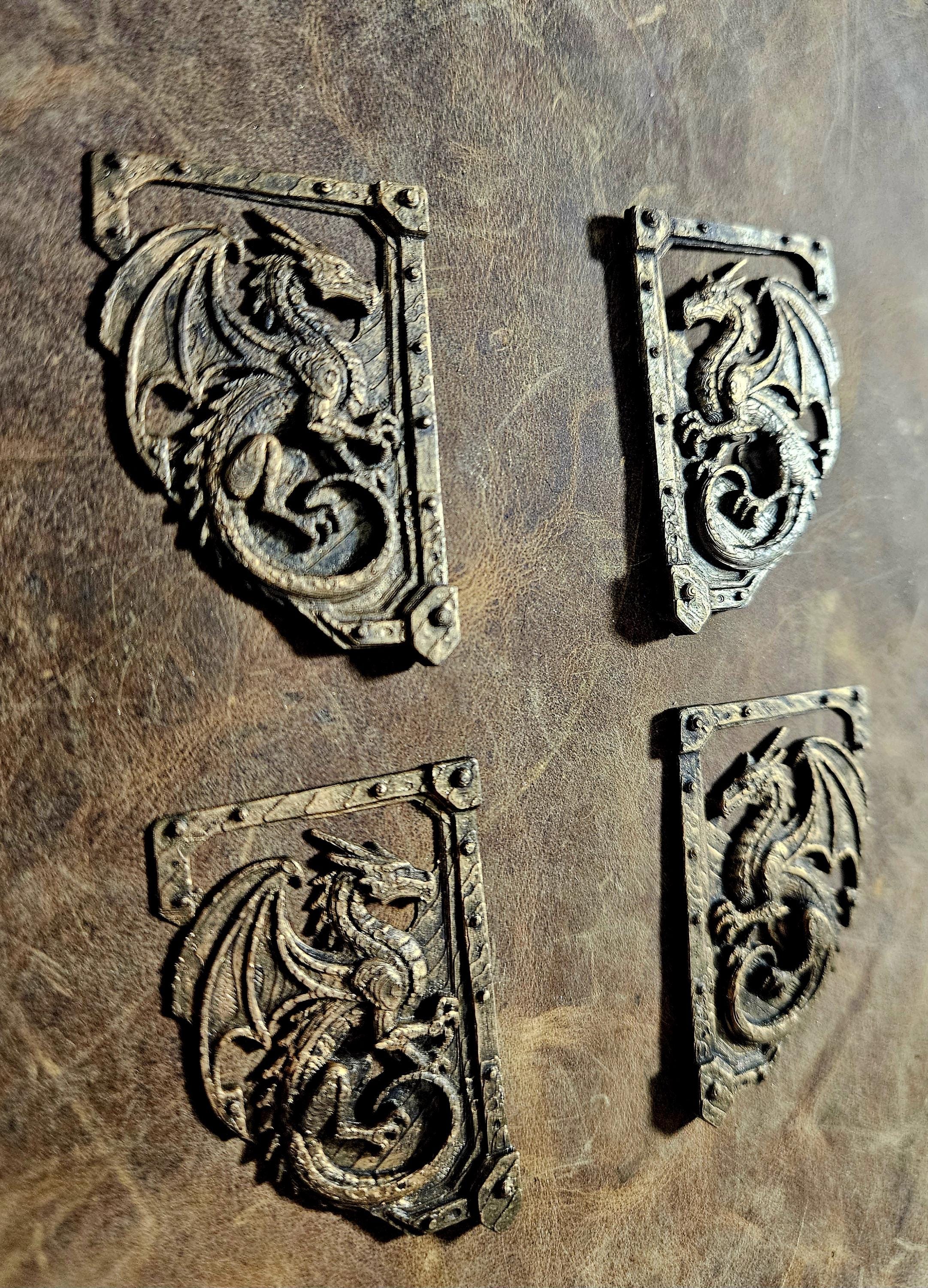 Dragon Sentinel Book Corners — Medieval Relic Set (4 Corners)
