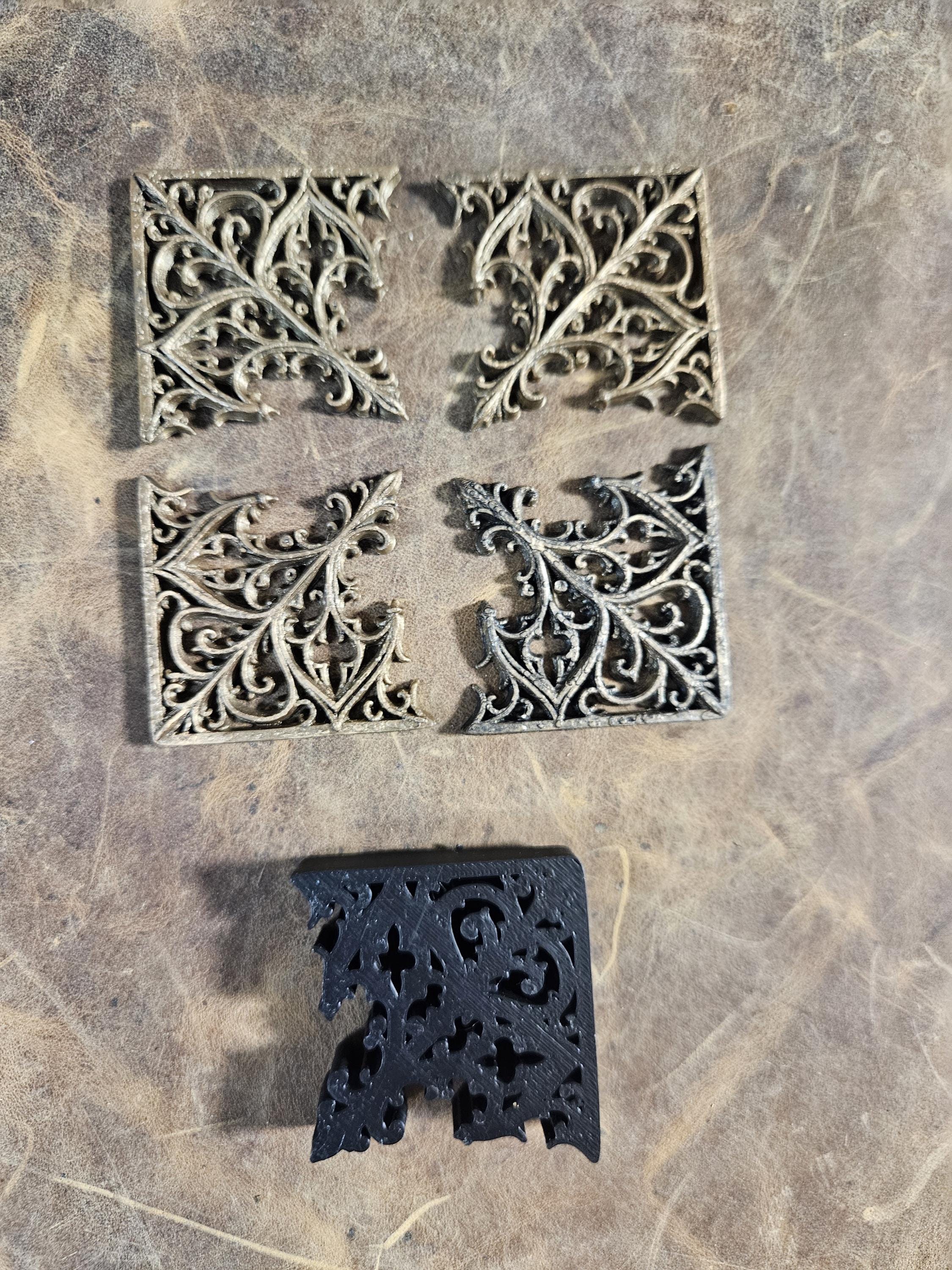 Gothic Tracery Book Corners — Cathedral Filigree Relic Set (4 Corners)