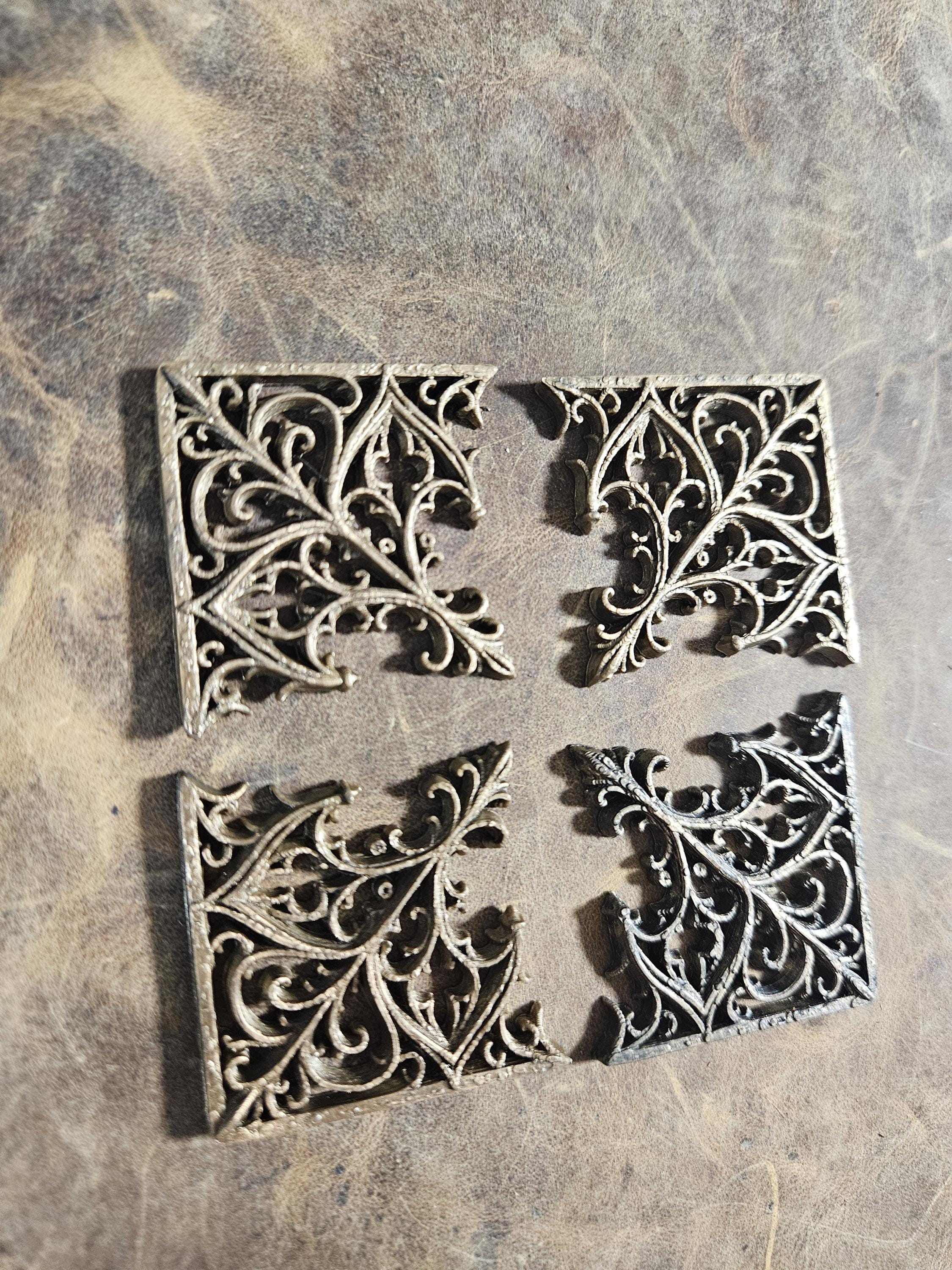 Gothic Tracery Book Corners — Cathedral Filigree Relic Set (4 Corners)
