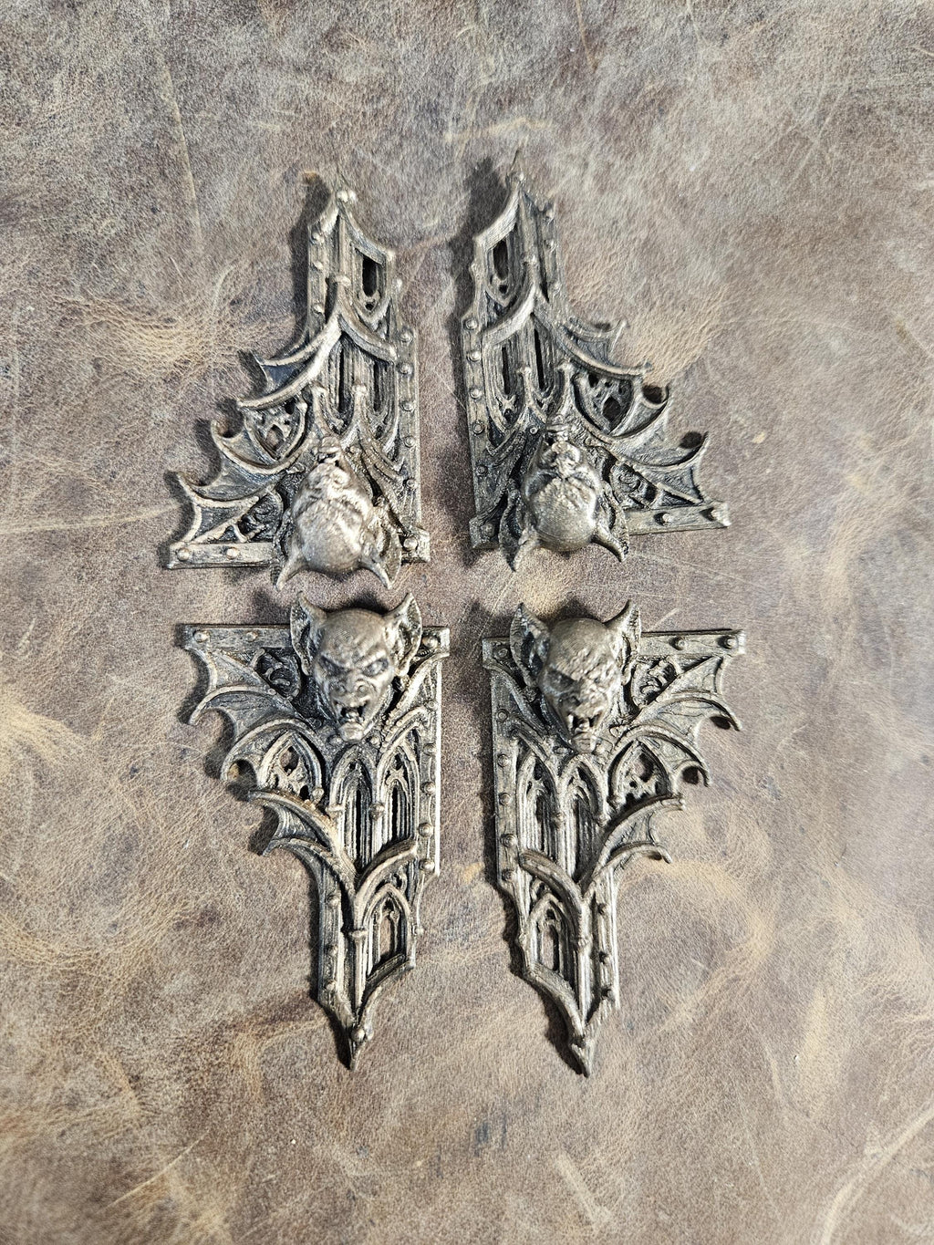 Gargoyal Gothic Book Corners — Antique Riveted Relic Set (4 Corners)