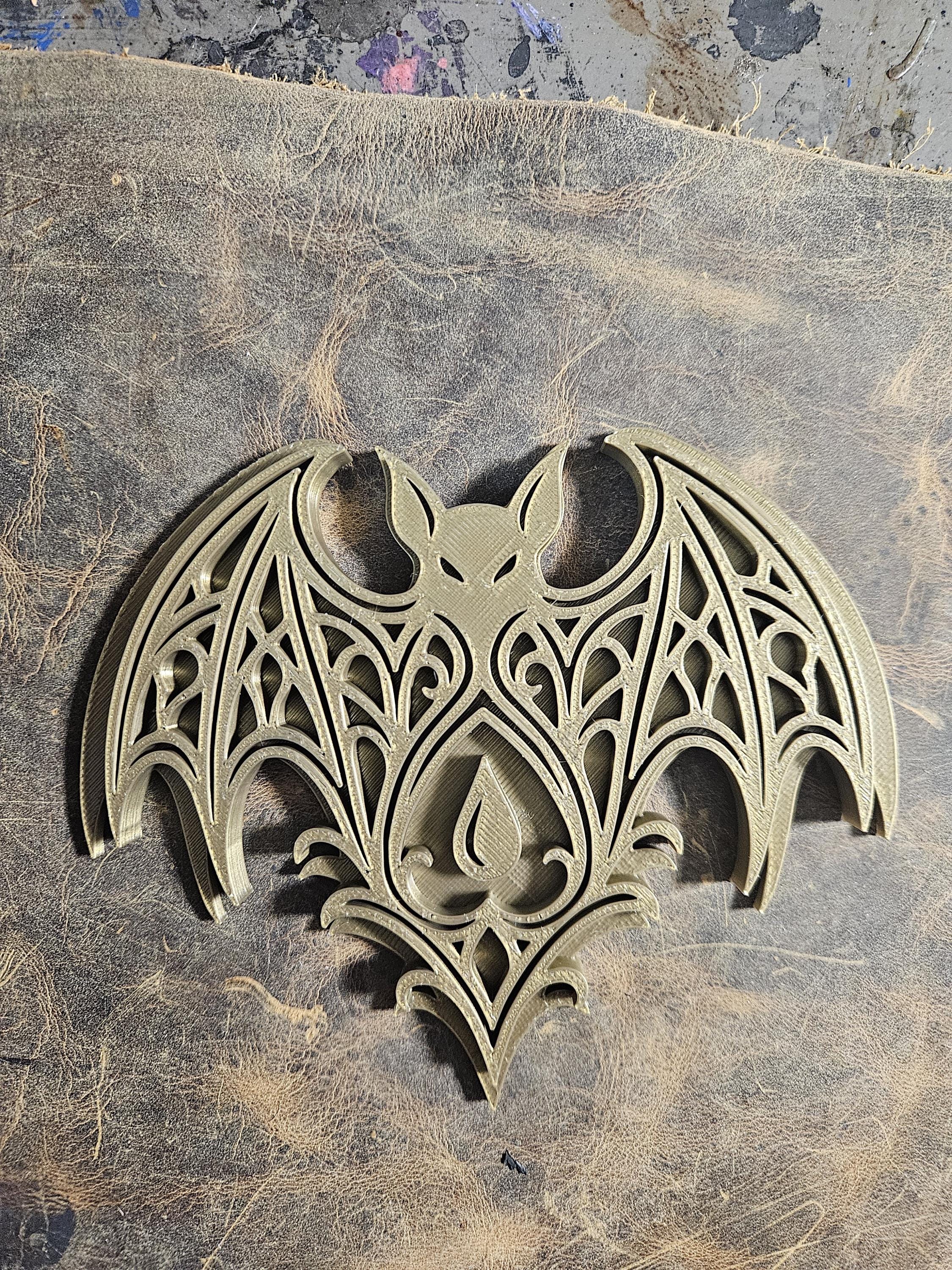 Gothic Filigree Bat Stamp, Leather Work stamp, Embossing