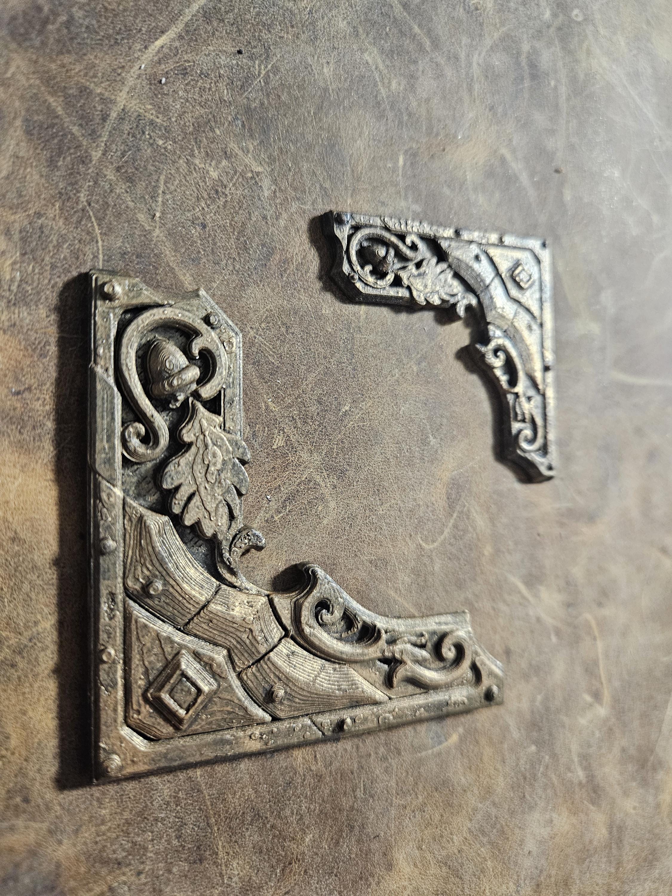 Oakbound Warden Book Corners – Gothic Grimoire Protectors (Set of 4)