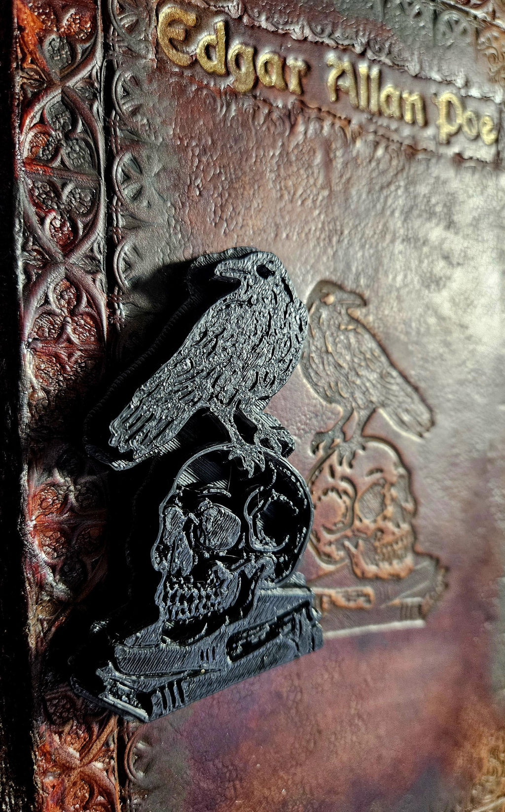 Raven and Skull Leather Stamp | Ancient Memory Symbol | Dark Fantasy Leatherworking Stamp | Bookbinding Journal and Prop Tool