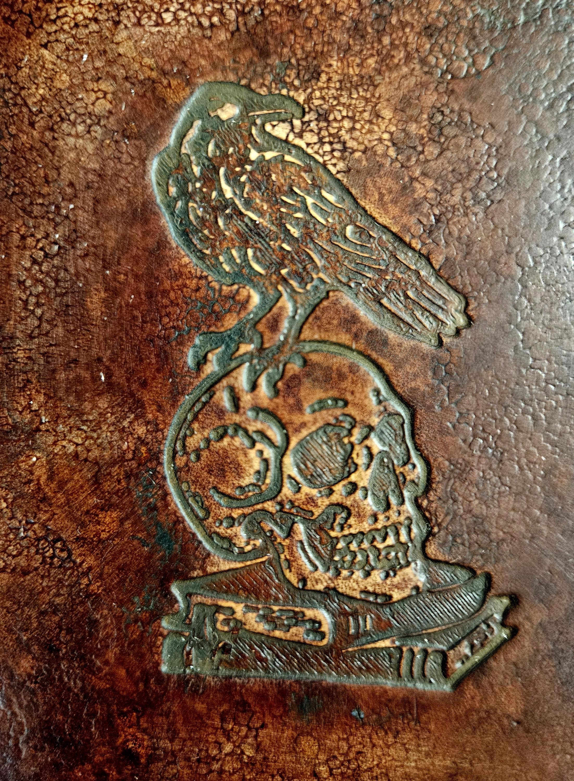 Raven and Skull Leather Stamp | Ancient Memory Symbol | Dark Fantasy Leatherworking Stamp | Bookbinding Journal and Prop Tool