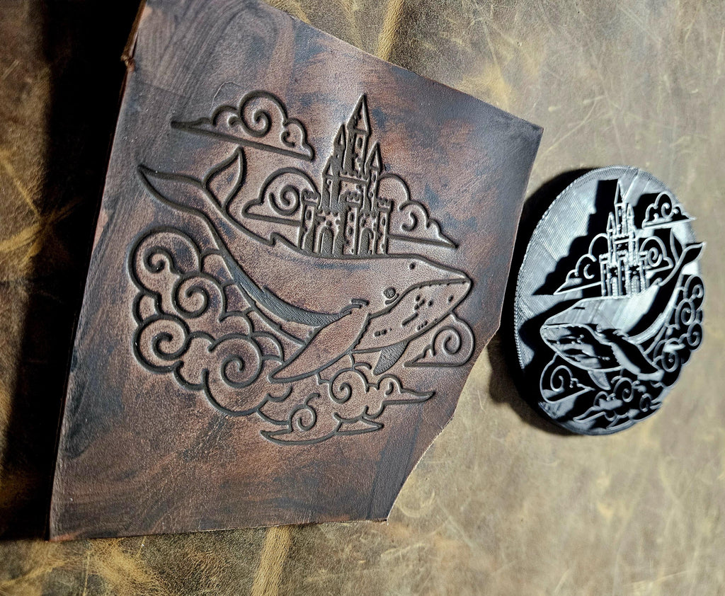 Whale and Castle Leather Stamp | Ancient Endurance Symbol | Fantasy| Medieval Leatherworking Stamp | Bookbinding, Journal & Prop Tool