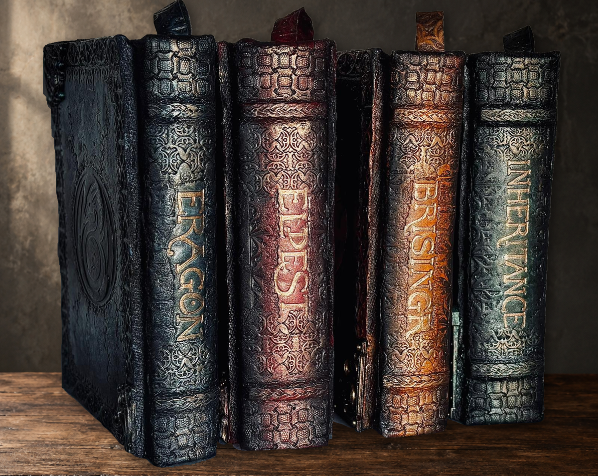 Inheritance Cycle Leather Book Set – Hand-Tooled Rebound Leather Book Set