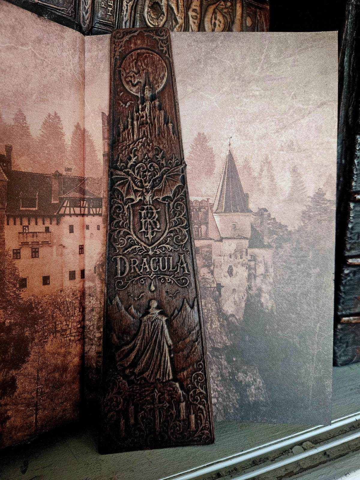 Dracula endpaper and bookmark — supplied binding photograph