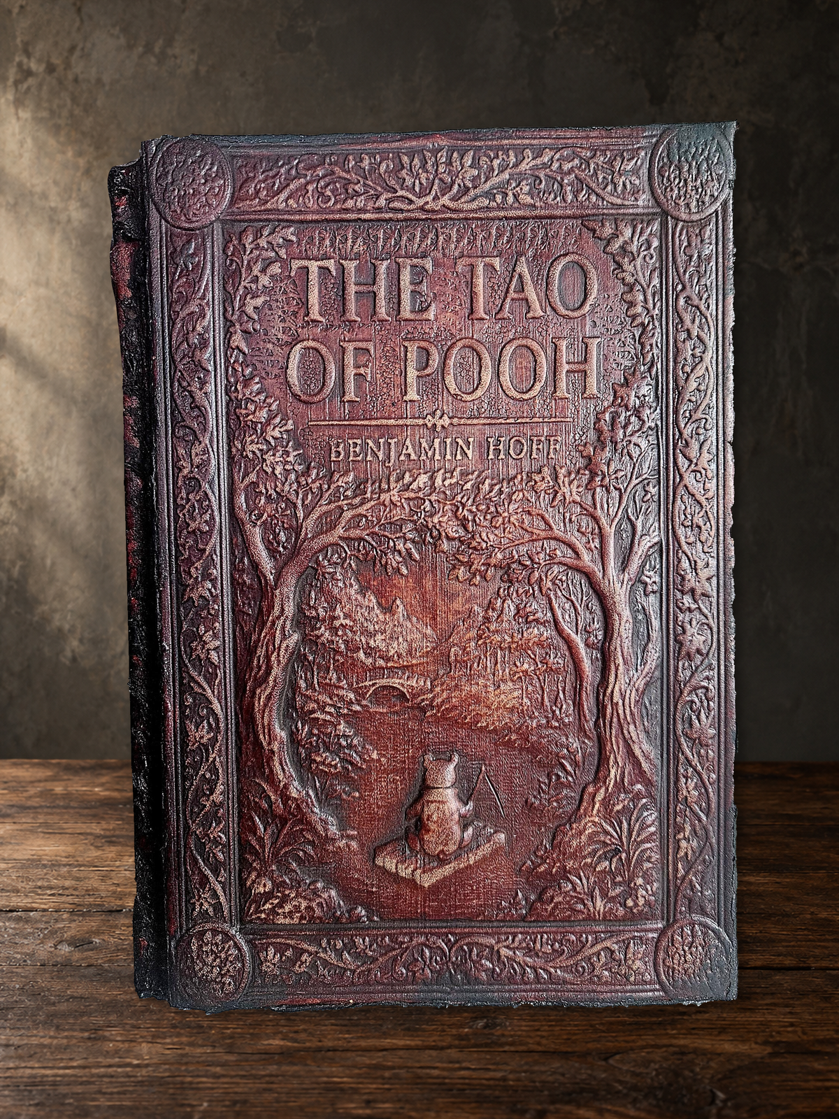 The Tao of Pooh Leather Bound Book - Hand Tooled Heirloom - Custom Handcrafted Philosophy Gift - The Way of Pooh Artisan Edition