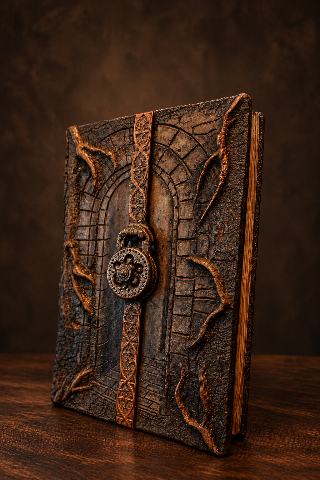 Grimm fairy tales sculpted door leather binding