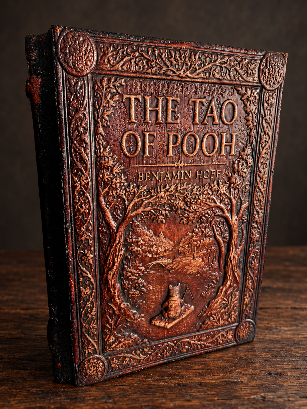 The Tao of Pooh Leather Bound Book - Hand Tooled Heirloom - Custom Handcrafted Philosophy Gift - The Way of Pooh Artisan Edition