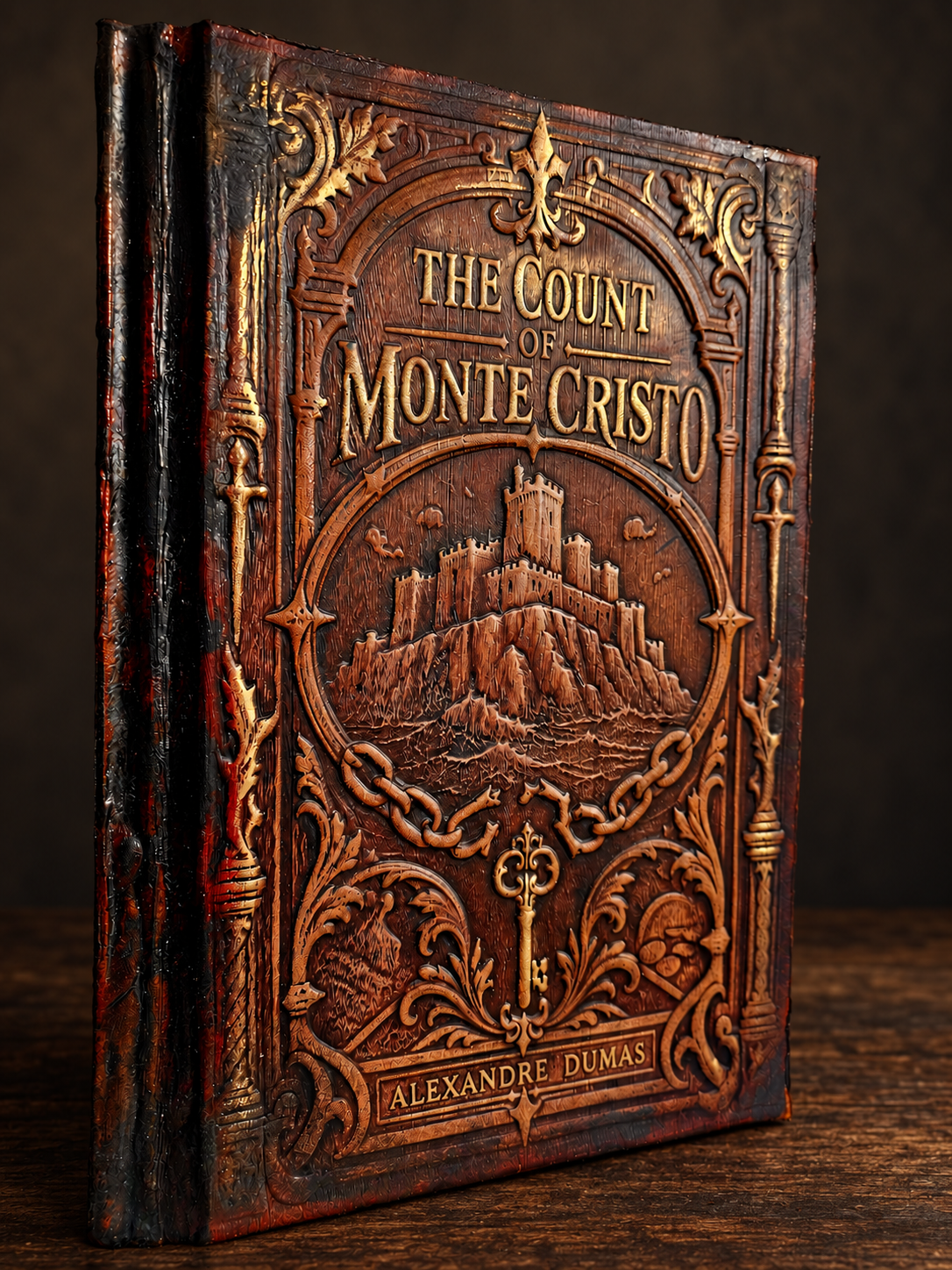 The Count of Monte Cristo sculpted leather binding