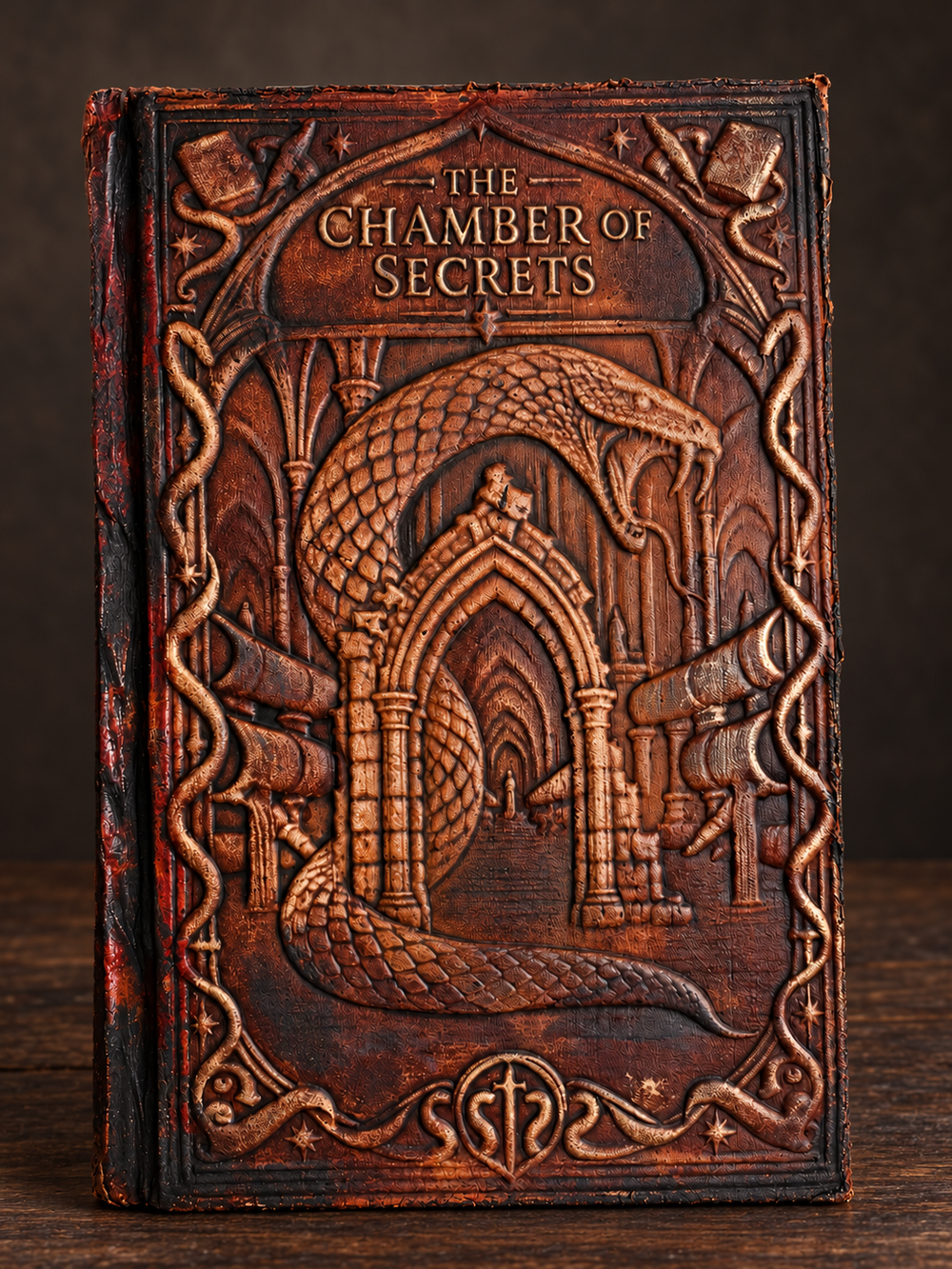 The Chamber of Secrets sculpted leather binding